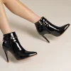 Elegant Point Waterproof Patent Leather Fashion Ankle Boots - Image 3