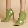 Elegant Point Waterproof Patent Leather Fashion Ankle Boots - Image 5