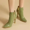 Elegant Point Waterproof Patent Leather Fashion Ankle Boots - Image 6