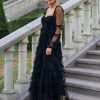 Elegant Ruffles Illusion Long Sleeves Polka Dot Layered Polyester Party Prom Dresses - Image 4