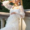 Elegant Ruffles Illusion Long Sleeves Polka Dot Layered Polyester Party Prom Dresses - Image 2