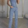 Elegant Sleeveless Zipper Tube Top High Waist Straight Pants 2 Piece Sets - Image 4