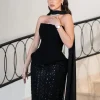 Elegant Strapless Appliques Trumpet Sleeveless Sequins Party Prom Maxi Dresses - Image 3