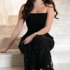 Elegant Strapless Appliques Trumpet Sleeveless Sequins Party Prom Maxi Dresses - Image 2