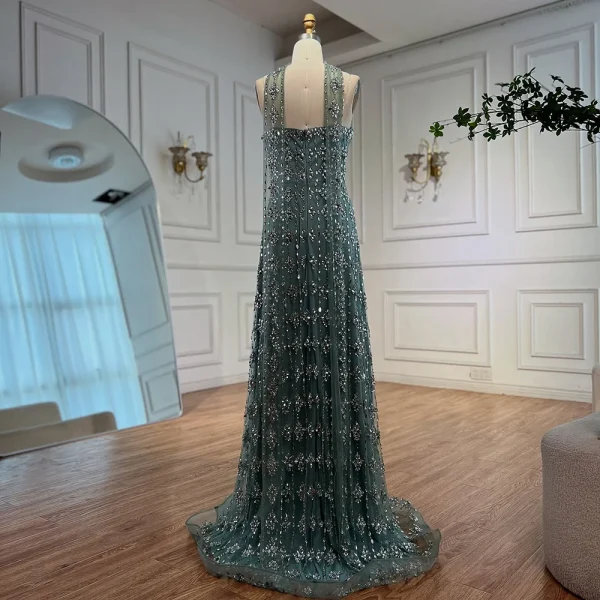 Elegant Strapless Beaded Mermaid Floor-Length Wedding Party Maxi Dress - Image 14