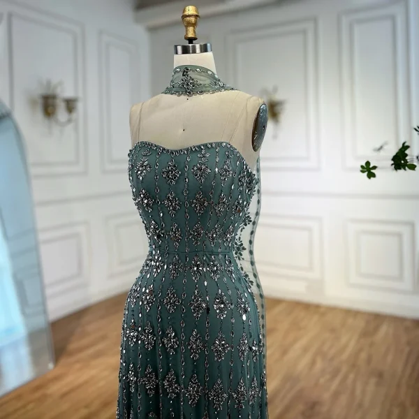 Elegant Strapless Beaded Mermaid Floor-Length Wedding Party Maxi Dress - Image 13