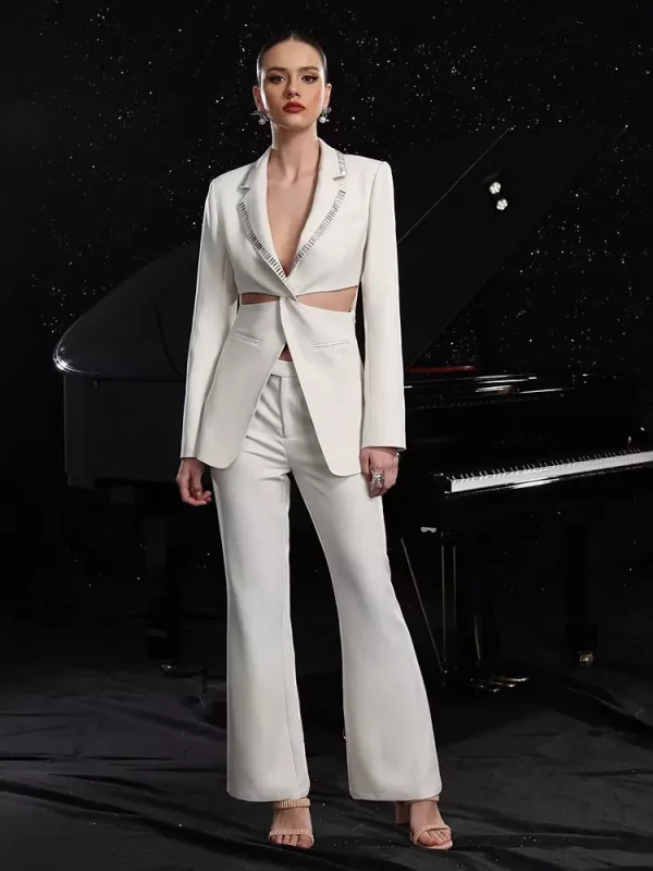 Elegant With Cut-Out Waist And Rhinestone Decoration 2-Piece Set