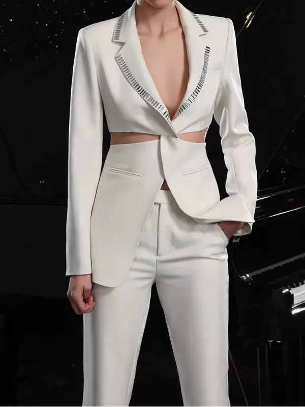 Elegant With Cut-Out Waist And Rhinestone Decoration 2-Piece Set - Image 3