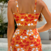 High Waist Printed Skirt Bathing Suit Swimwear Three-pieces Bikini Set - Image 2