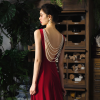 Luxury Backless Standard Prom Velvet Sleeveless Floor Length Dress - Image 4