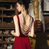 Luxury Backless Standard Prom Velvet Sleeveless Floor Length Dress - Image 5