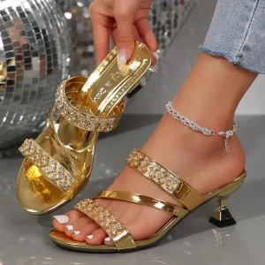 Luxury Slip On Plus Size Strange Style Crystal High Heels