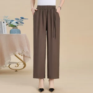 Minimalist Double-layer Drawstring Plus Size Wide Leg Pants
