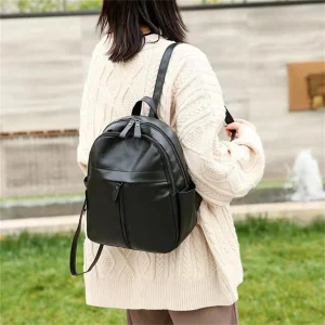 Trendy Simple PU Soft Leather Casual Single Shoulder Cross Shoulder Backpack