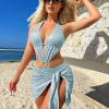 Shiny Hollow One-piece Monokini And Beach Wrap Skirt For Beach - Image 6