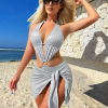 Shiny Hollow One-piece Monokini And Beach Wrap Skirt For Beach - Image 2