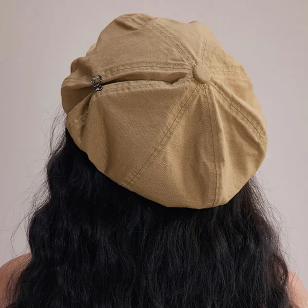 Solid Color Cotton Hemp Beret Painter Artist Peaked Cap - Image 2