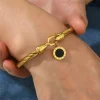 Stainless Steel Wire Rope Roman Digital Hang Tag Minimalist Horseshoe Buckle Bracelet Bangle - Image 4