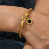 Stainless Steel Wire Rope Roman Digital Hang Tag Minimalist Horseshoe Buckle Bracelet Bangle - Image 3