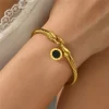 Stainless Steel Wire Rope Roman Digital Hang Tag Minimalist Horseshoe Buckle Bracelet Bangle - Image 2