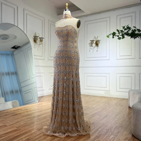 Elegant Strapless Beaded Mermaid Floor-Length Wedding Party Maxi Dress - Image 16