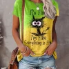 3D Print Cartoon Cats Fine Casual Fashion Short Sleeve T Shirt - Image 2
