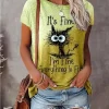 3D Print Cartoon Cats Fine Casual Fashion Short Sleeve T Shirt - Image 10