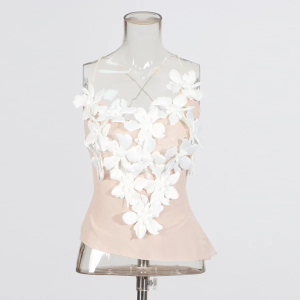 Strapless Sleeveless Tunic Spliced Appliques Vest Top - Image 4