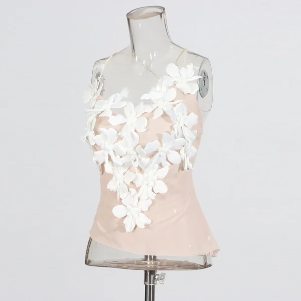 Strapless Sleeveless Tunic Spliced Appliques Vest Top - Image 5