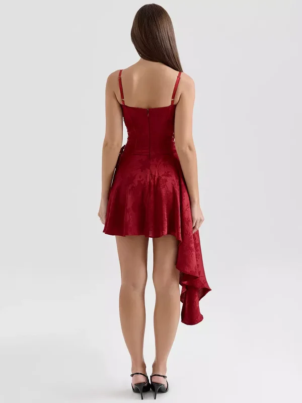 Asymmetrical Hem Backless Daily Casual Mini Party Dress - Image 3