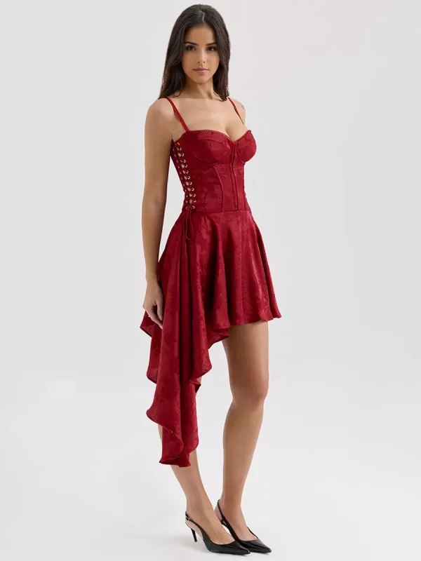 Asymmetrical Hem Backless Daily Casual Mini Party Dress - Image 2