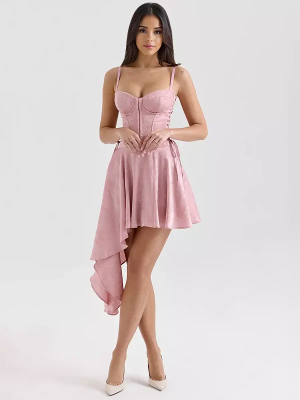 Asymmetrical Hem Backless Daily Casual Mini Party Dress - Image 4