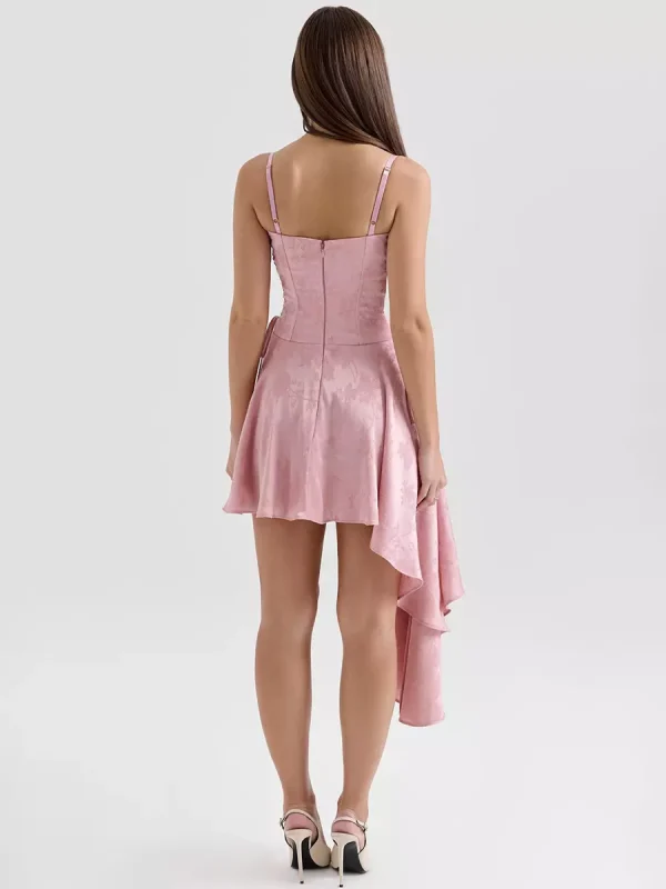 Asymmetrical Hem Backless Daily Casual Mini Party Dress - Image 5