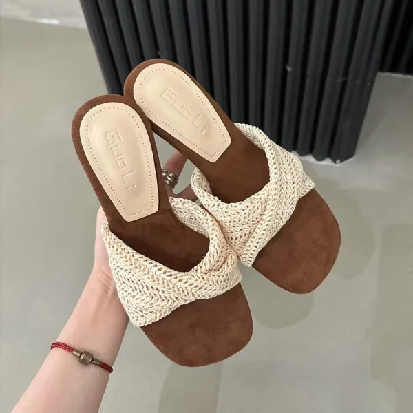 Beach Style Slides Shallow PU Wedges High Heeled Slippers - Image 6