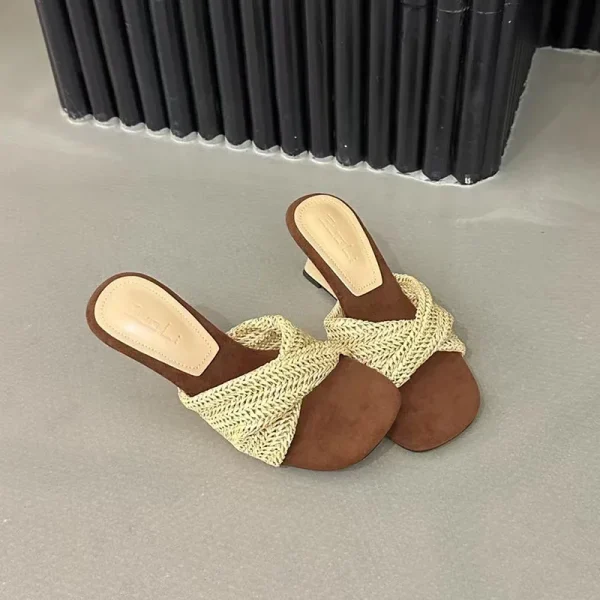 Beach Style Slides Shallow PU Wedges High Heeled Slippers - Image 9