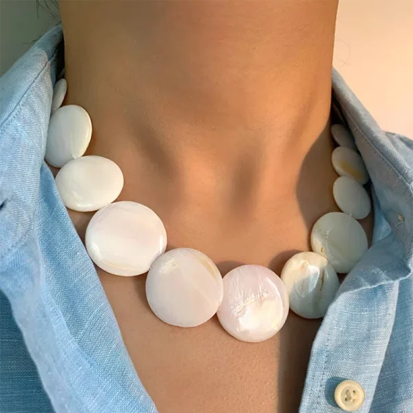 Bohemia Natural Shell Travel Handmade Holiday Choker Round Necklace - Image 2