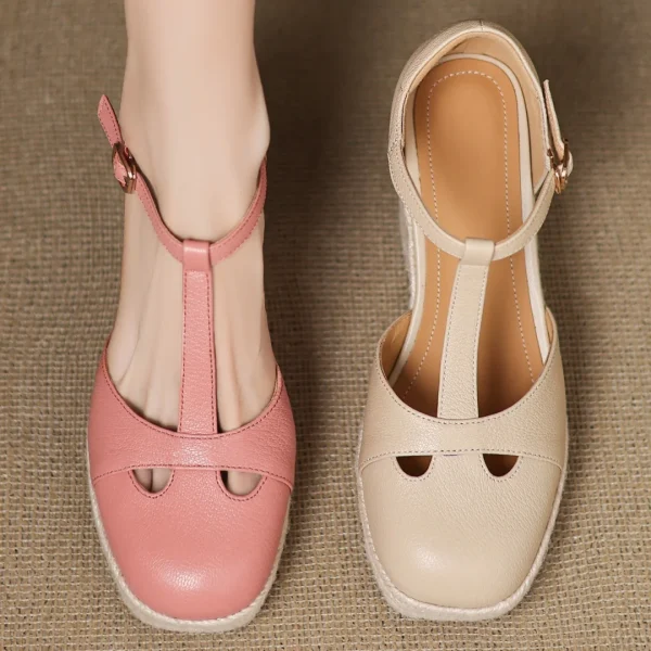 Bohemia Round Toe Narrow Band T-Strap Wedge Ultra High Heel Platform Sandals - Image 21