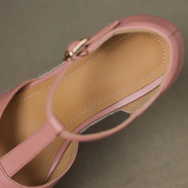 Bohemia Round Toe Narrow Band T-Strap Wedge Ultra High Heel Platform Sandals - Image 9