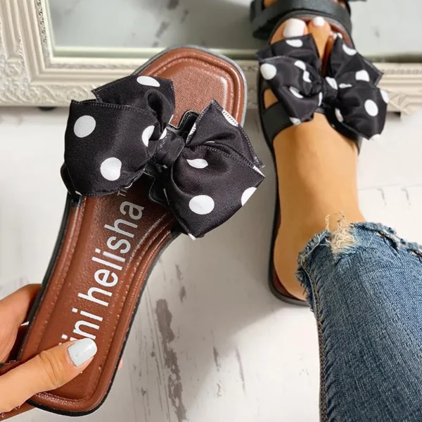 Bohemian Bow Style Clip Toe Beach Style Flip Flops Flat Slippers - Image 2