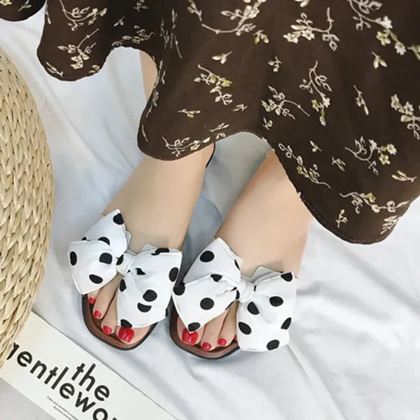 Bohemian Bow Style Clip Toe Beach Style Flip Flops Flat Slippers - Image 6