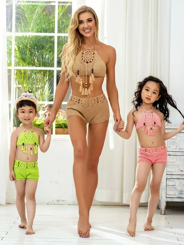 Bohemian Crochet Wire Free Young Style Fitness Bikinis Set - Image 5