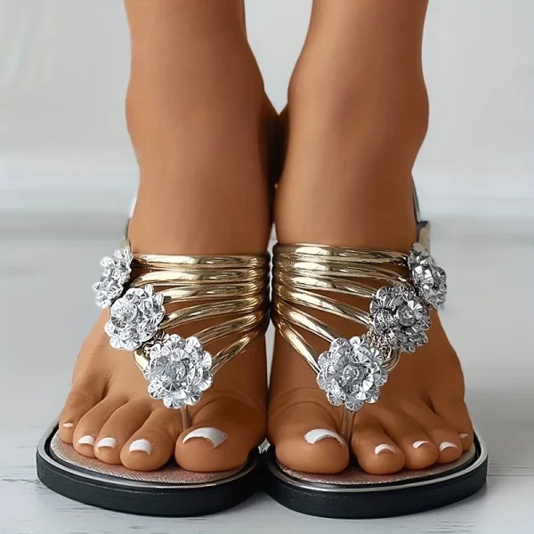 Bohemian Poly Urethane Flat Bottom Toe Post Flip Flops Sandals - Image 5