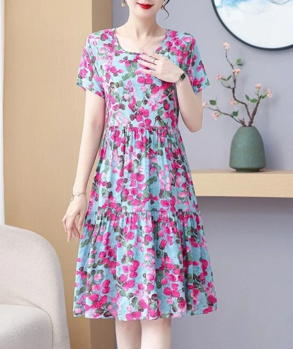 Bohemian Short Sleeve Beach Flower Floral Dresses - Image 2