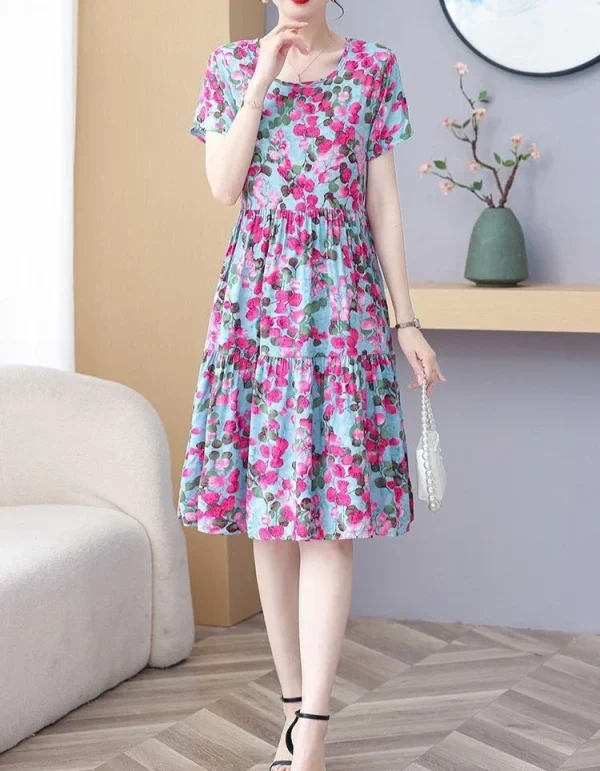 Bohemian Short Sleeve Beach Flower Floral Dresses