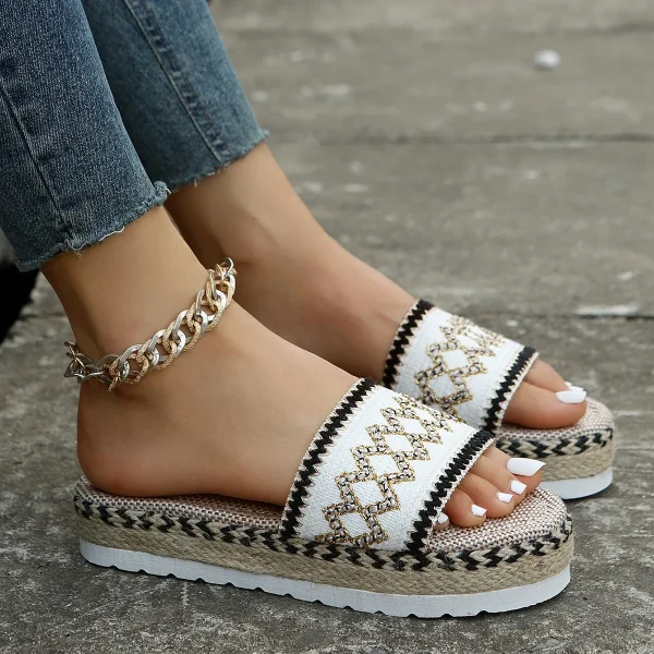 Bohemian Synthetic Riband Handmade Platform Slippers - Image 17