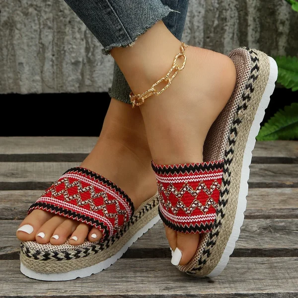 Bohemian Synthetic Riband Handmade Platform Slippers - Image 19