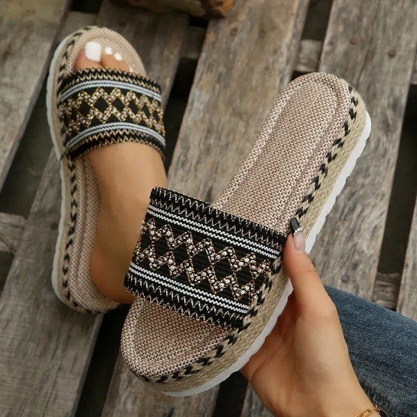 Bohemian Synthetic Riband Handmade Platform Slippers - Image 13