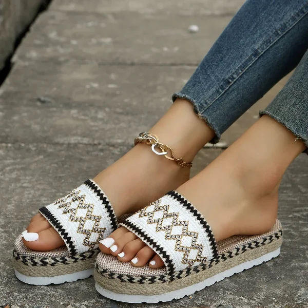 Bohemian Synthetic Riband Handmade Platform Slippers - Image 14