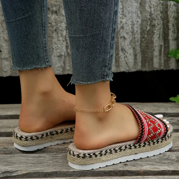 Bohemian Synthetic Riband Handmade Platform Slippers - Image 23