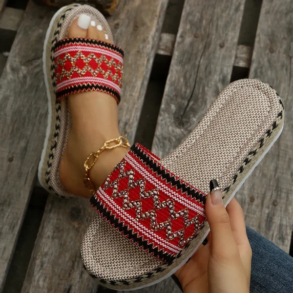 Bohemian Synthetic Riband Handmade Platform Slippers - Image 22